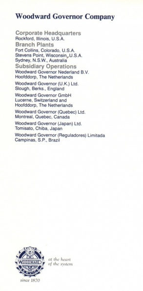 The Woodward Governor Company locations.